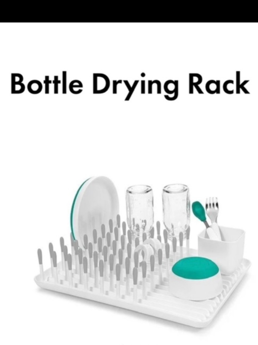 White and Teal Bottle Drying Rack